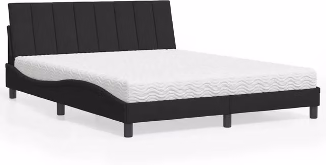 Letto Hanko vidaXL con Materasso in Velluto Nero L/P/H: 160 x 200 cm