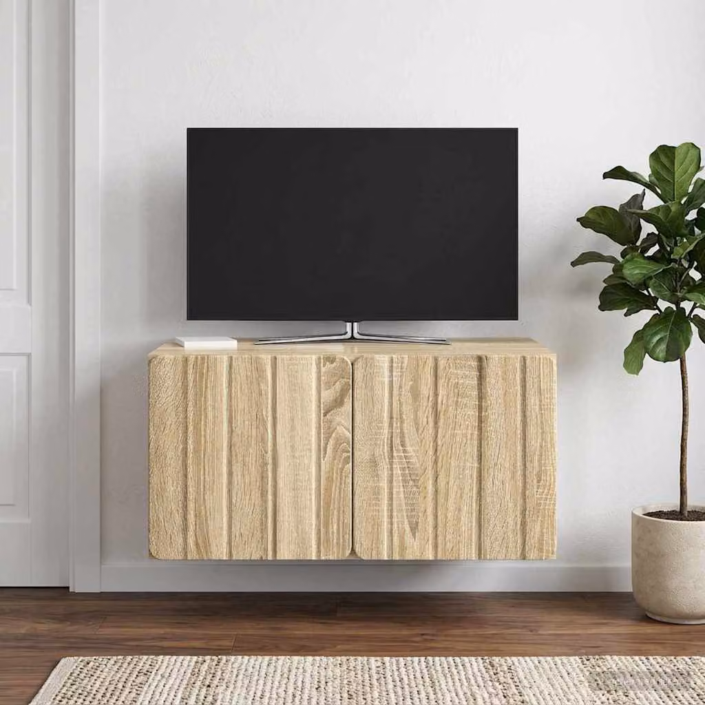 vidaXL Mobile Porta TV da Muro Moderno in Legno Marrone L: 59,5 cm, P: 41 cm, H: 30 cm