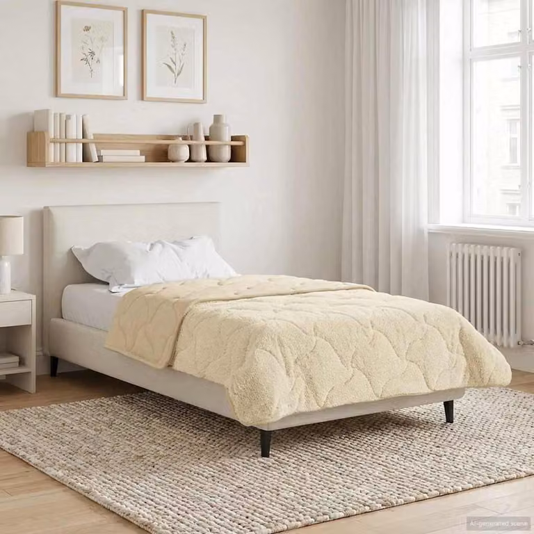 Piumino estivo vidaXL in microfibra traspirante e reversibile, beige, L 135 cm x P 220 cm