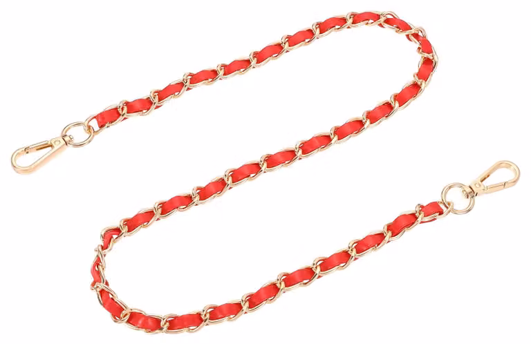Catena con passanti per borse, 80 cm, in PU/ferro, colore rosso e oro
