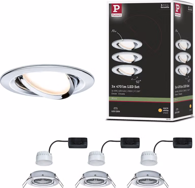 Paulmann Luce da incasso a LED Nova set di 3 luci orientabili