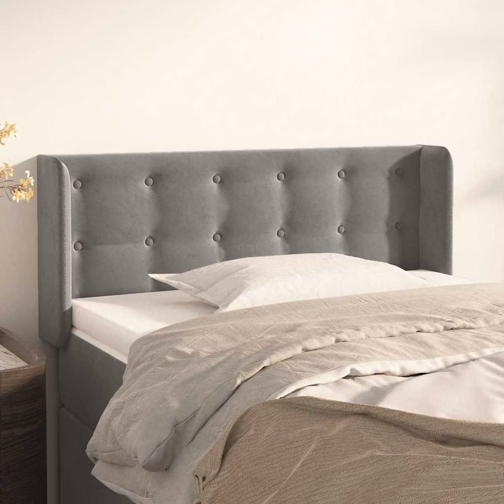 Testiera ad orecchio vidaXL in velluto grigio chiaro L: 103 cm, P: 16 cm, H: 78-88 cm
