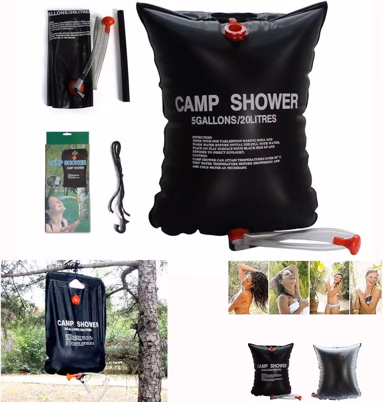 Doccia portatile per campeggio, capacità 20 litri, con soffione, ideale per l'uso all'aperto
