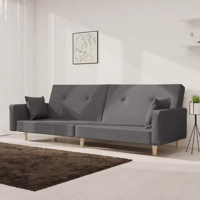 Divano Letto a 2 Posti con 2 Cuscini-Sofa Letto 2 Posti-Daybed Grigio Chiaro in Tessuto 706866