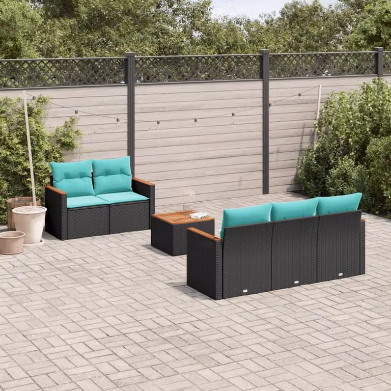Maison Exclusive - Set di 6 divani da giardino con cuscini, polyrattan nero