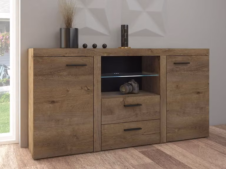 Cassettiera combinata con illuminazione a LED THISE - rovere lefkas