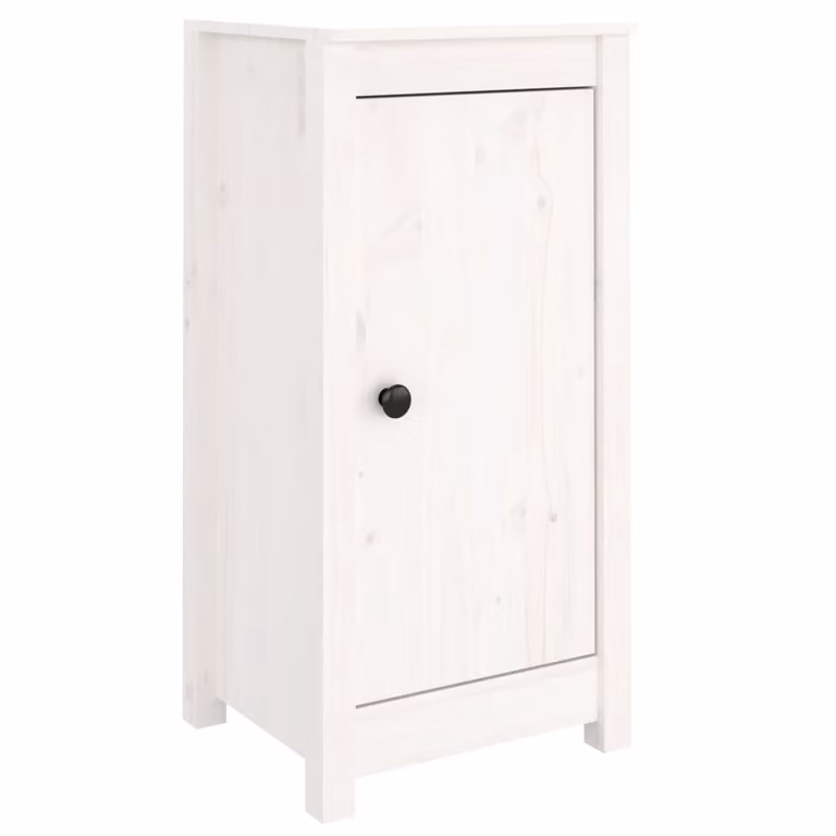 Credenze 2 pz Bianche 39x35x80 cm in Legno Massello di Pino
