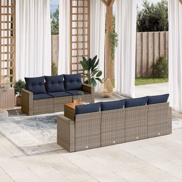 Maison Exclusive - Set Divani da Giardino 8 pz con Cuscini Grigio in Polyrattan