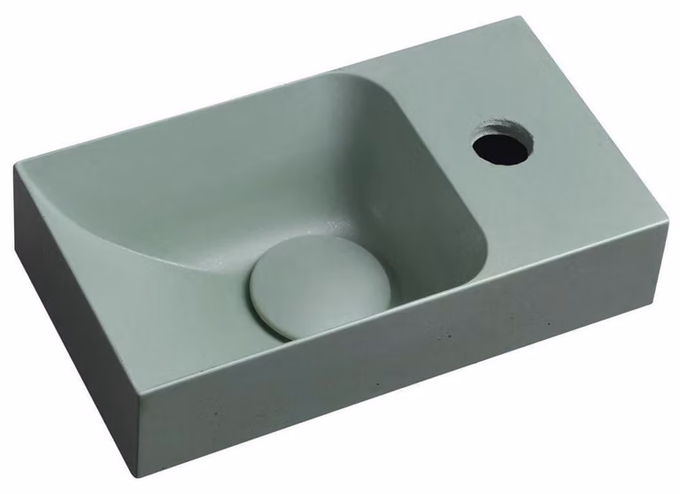 Lavabo in cemento PICCOLINO 30,8x17 cm, rubinetto a destra, verde opaco