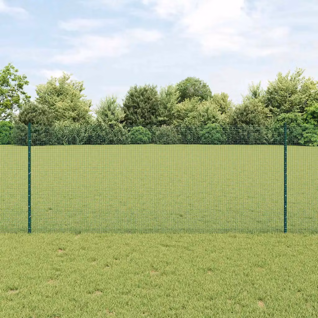 Recinzione in rete saldata con pali vidaXL Verde, Acciaio e PVC, L: 100 cm, H: 50 cm