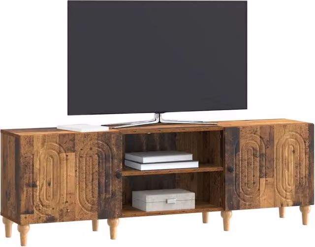 Mobile TV moderno in legno color marrone con scomparti multimediali L: 150 cm, P: 31 cm, H: 50 cm – 1