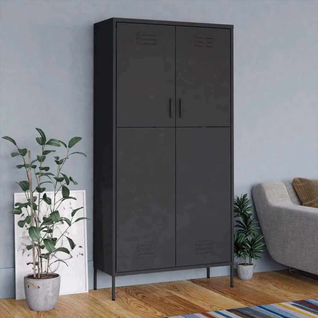 The Living Store Armadio antracite 90x50x180 cm in acciaio