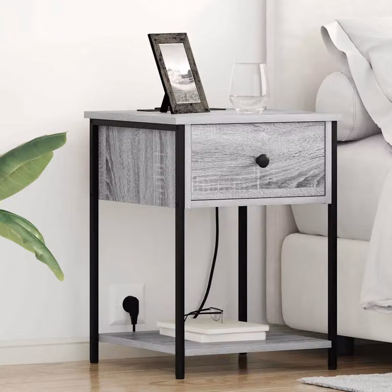 Armadio da notte vidaXL in stile rustico grigio L: 42 cm, P: 41 cm, H: 56 cm