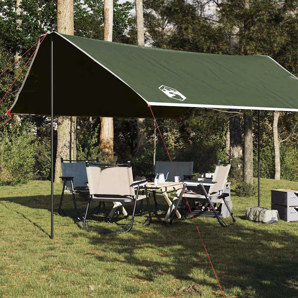 Telone da campeggio impermeabile vidaXL in poliestere verde L: 430 cm, P: 380 cm, H: 210 cm