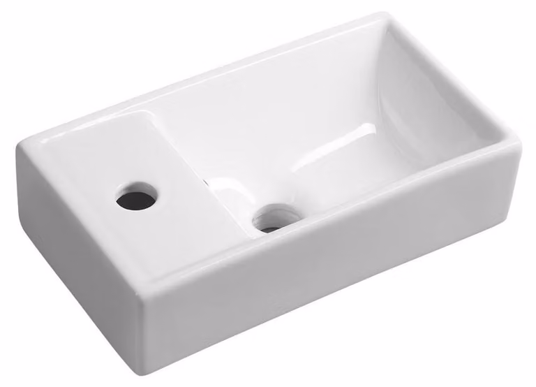 Sapho Small - Lavabo Minos, 400x220 mm, con sfioratore, foro per rubinetto a sinistra, bianco 4759