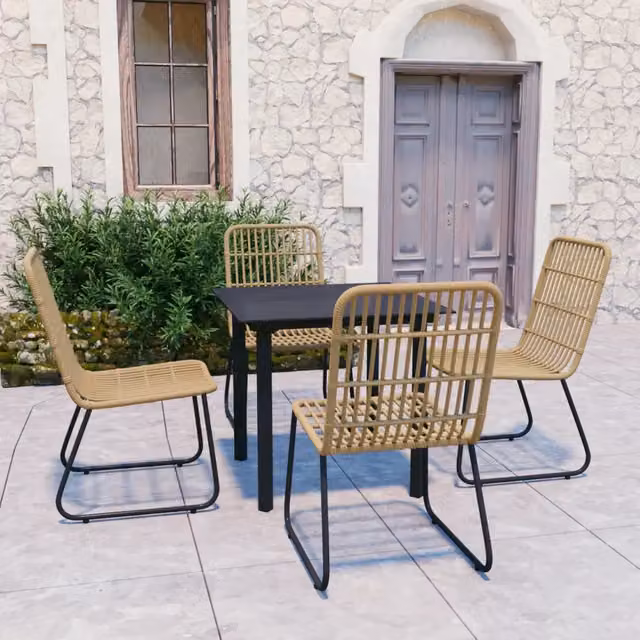 Set da Pranzo da Giardino 5 pz in Polyrattan e Vetro 3060238