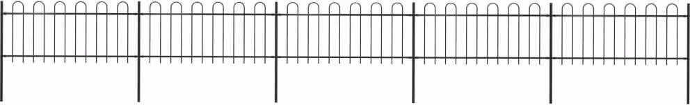 Recinzione da Giardino con Parte Superiore ad Anello in Acciaio 892,5x80 cm Nero