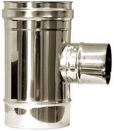 Raccordo a T ridotto per canna fumaria DN 250 Mbm in acciaio inox color argento