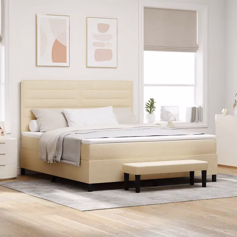 Letto ibrido con molle a tasche vidaXL, colore beige, L/P/H: 180 x 200 x 28 cm