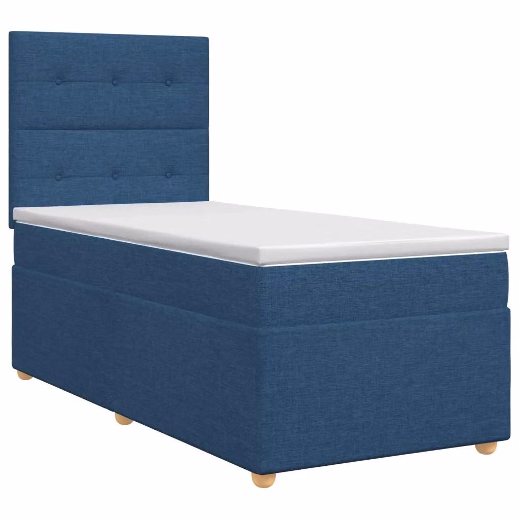 Letto box spring con materasso ibrido vidaXL in tessuto blu e bianco L/P/H: 100 x 200 x 140,5 cm – 2