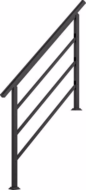Corrimano per scale Outsunny con kit di installazione e angolo regolabile per 1-4 gradini, Nero, Lunghezza: 131 cm