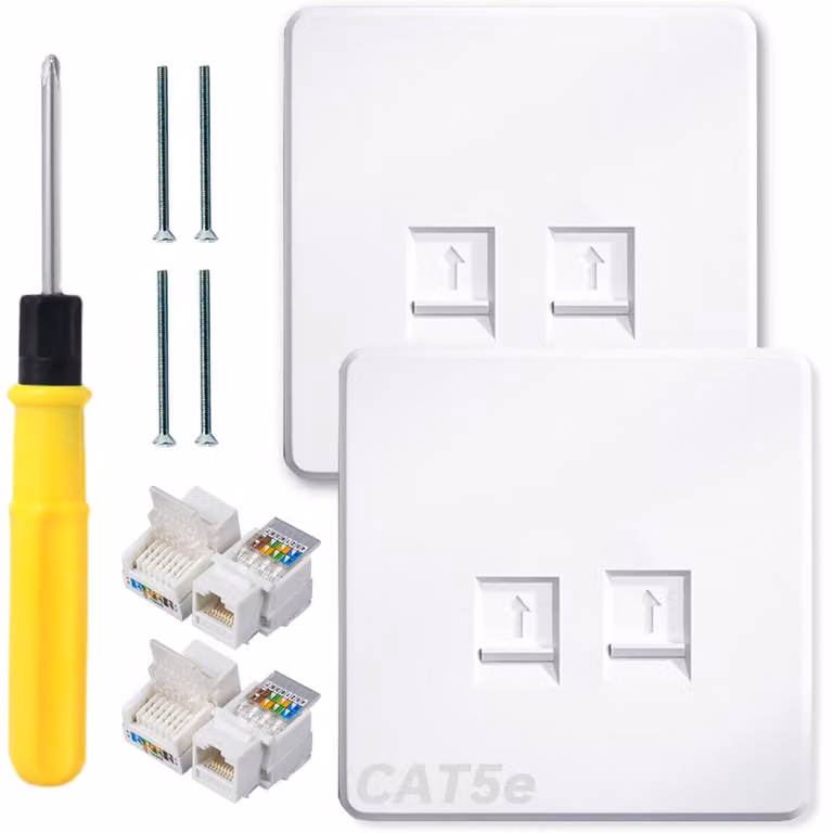 Presa a muro Ethernet CAT5 RJ45, placca a due porte per rete CAT5