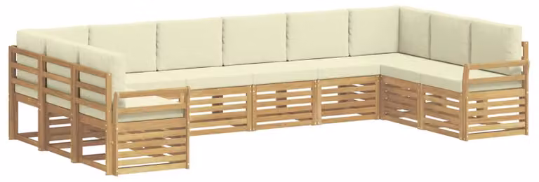 Set di divani da esterno, 10 pezzi, bianco e crema