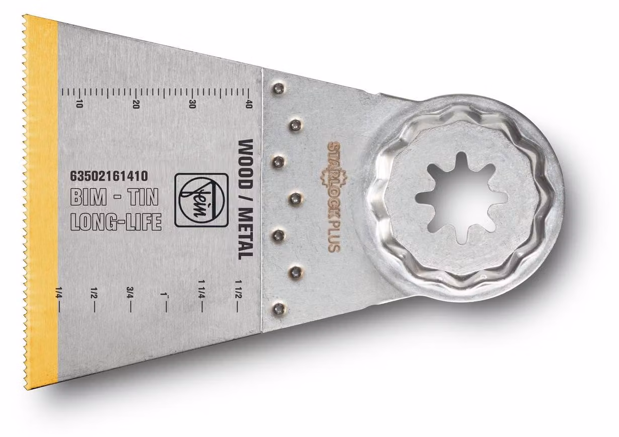 Lama bi-metallica Fein E-Cut con rivestimento TiN, lunghezza 50 mm, larghezza 65 mm, confezione da 5 | 63502161430