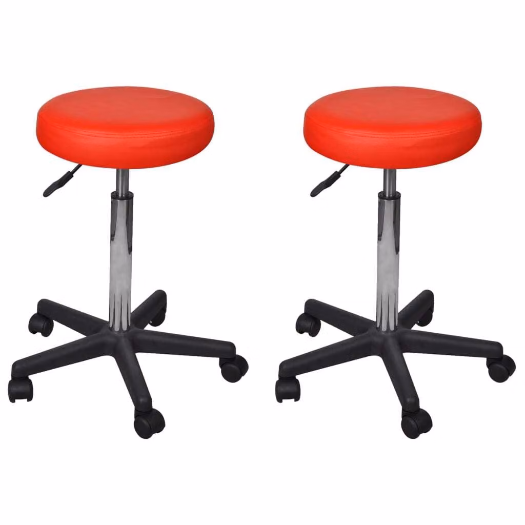 The Living Store Sgabello da ufficio 2 pz. Rosso 35,5x84 cm in Pelle finta
