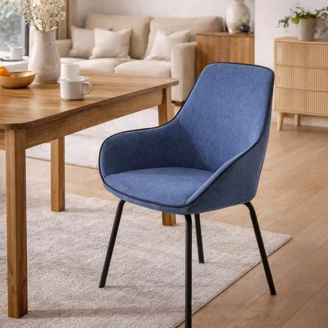Sedia da ufficio Arpaia DMORA blu con base a slitta e braccioli, L: 66 cm, P: 59 cm, H: 90 cm – 1