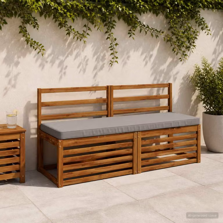 Set di 2 cuscini per panchina vidaXL VUGHT in poliestere grigio con rivestimento lavabile e resistente ai raggi UV