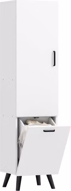 Armadio da bagno Minimal bianco con ante a battente e ripiani interni L/P/H: 35 x 31,5 x 144 cm