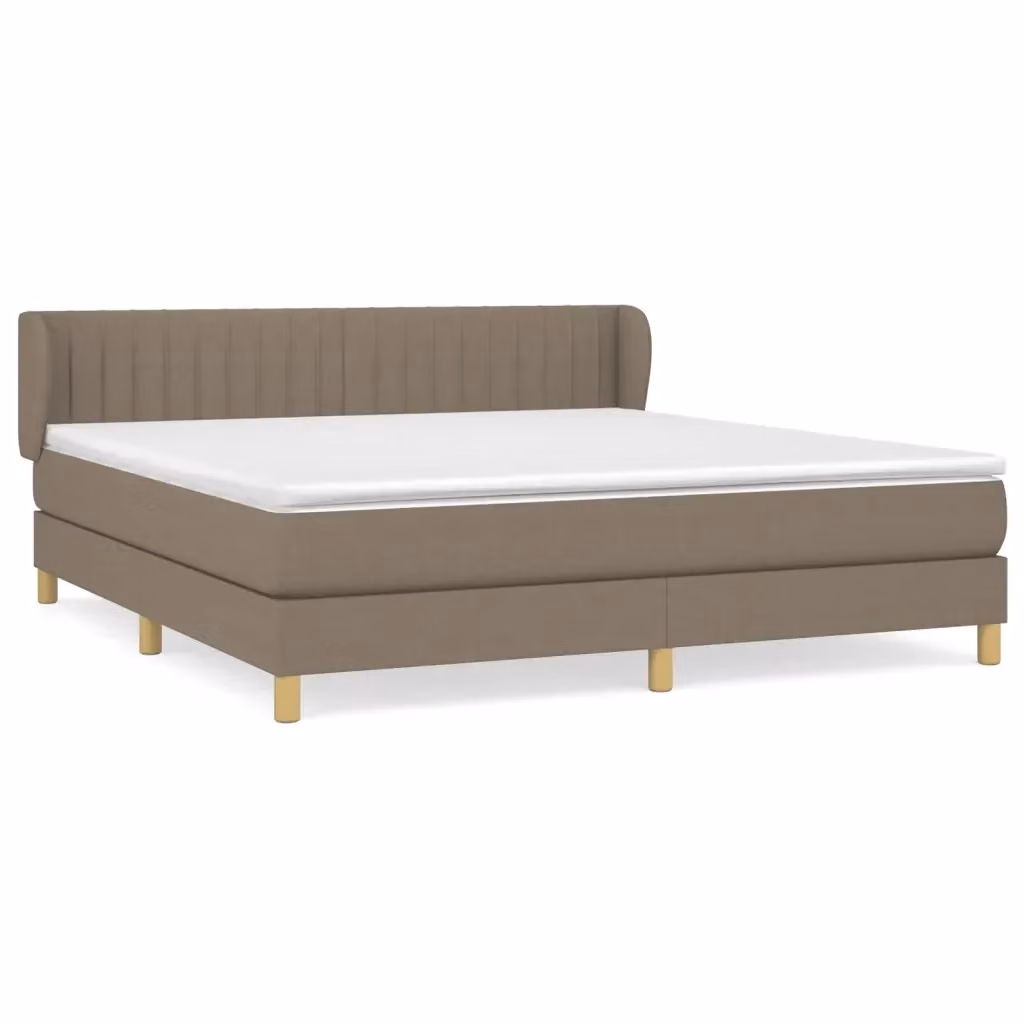 Letto Ibrido vidaXL con Giroletto a Molle e Materasso in Tessuto Beige e Bianco L/P: 160 x 200 cm – 2