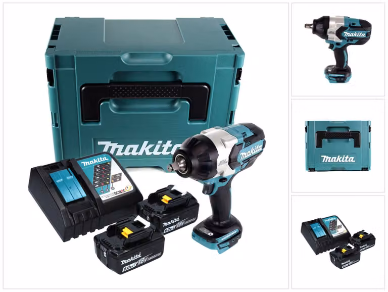 Avvitatore a impulsi a batteria Makita DTW 1002 RGJ 18 V 1000 Nm 1/2" brushless + 2x batteria ricaricabile 6,0 Ah + caricabatterie + Makpac