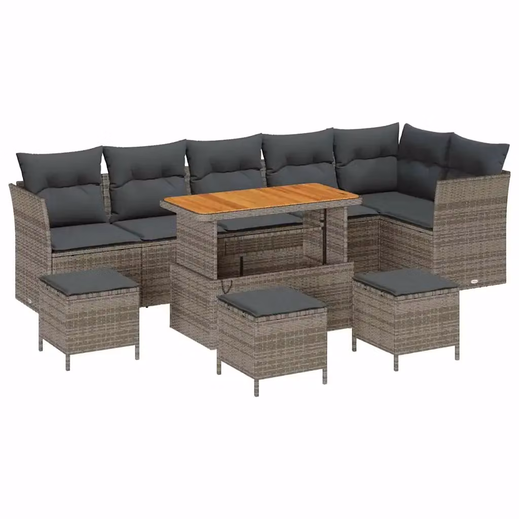 vidaXL Set Divano da Giardino Moderno a L con 10 Pezzi, Grigio – 2