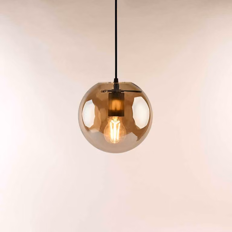 s.luce Orb glass globe gallery lamp 5m sospensione gallery lamp chrome/smoke Ø 50cm round