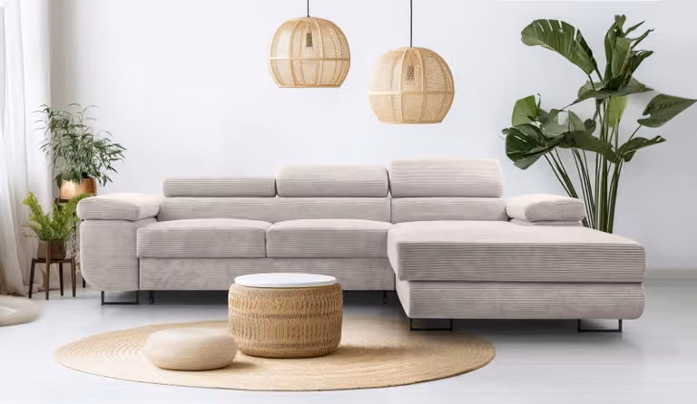 AX LIVING Divano Corda L Form - Arborio R Zona giorno 280 cm bianco tenue