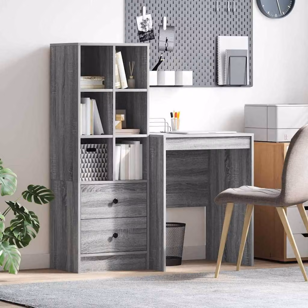Maison Exclusive - Scrivania con cassetto 2 pcs Grigio Sonoma