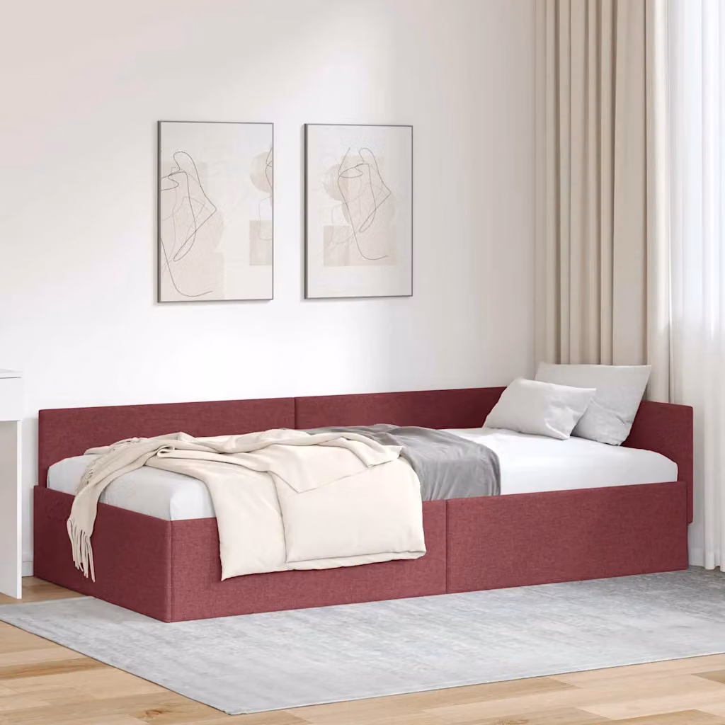 Letto con cornice imbottita in tessuto rosso vidaXL L 200 x P 90 x H 94 cm