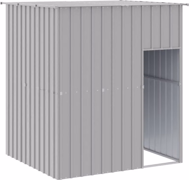 Casetta Cani Tetto Grigio Chiaro 165x153x181 cm Acciaio Zincato