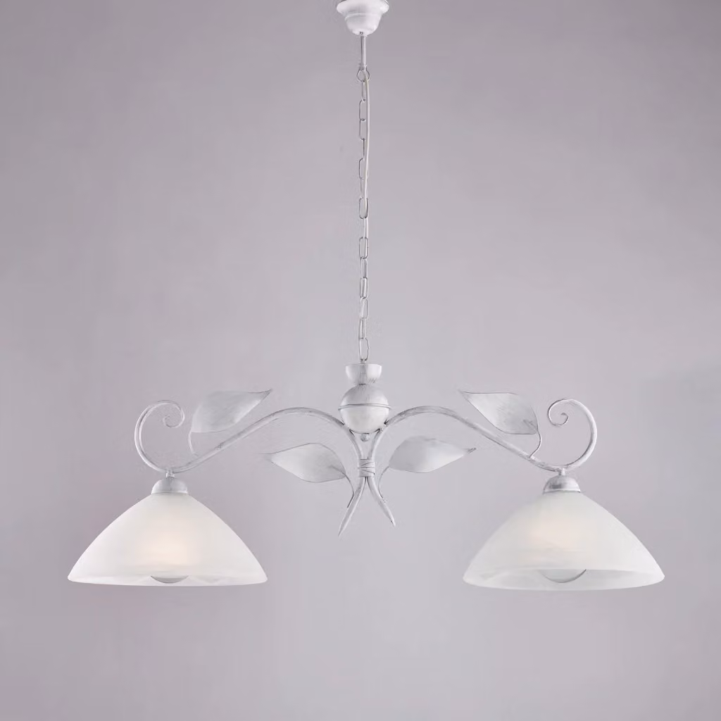 Lampadario a sospensione Bilanciere Classico Esse BELIGHT in ferro battuto e vetro bianco e argento con altezza regolabile – 2