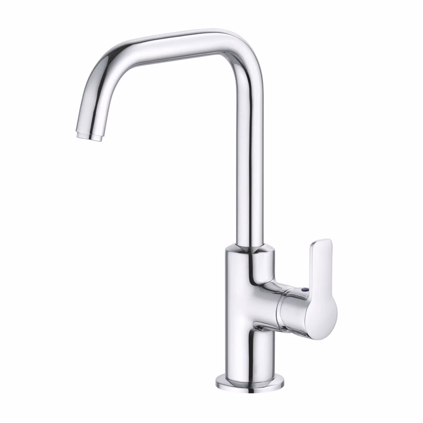 KLUDI PURE&EASY Mitigeur monocommandé pour lavabo, hauteur de bec 205mm, pivotant, sans garniture d'écoulement, chrome, 370240565, 370240565