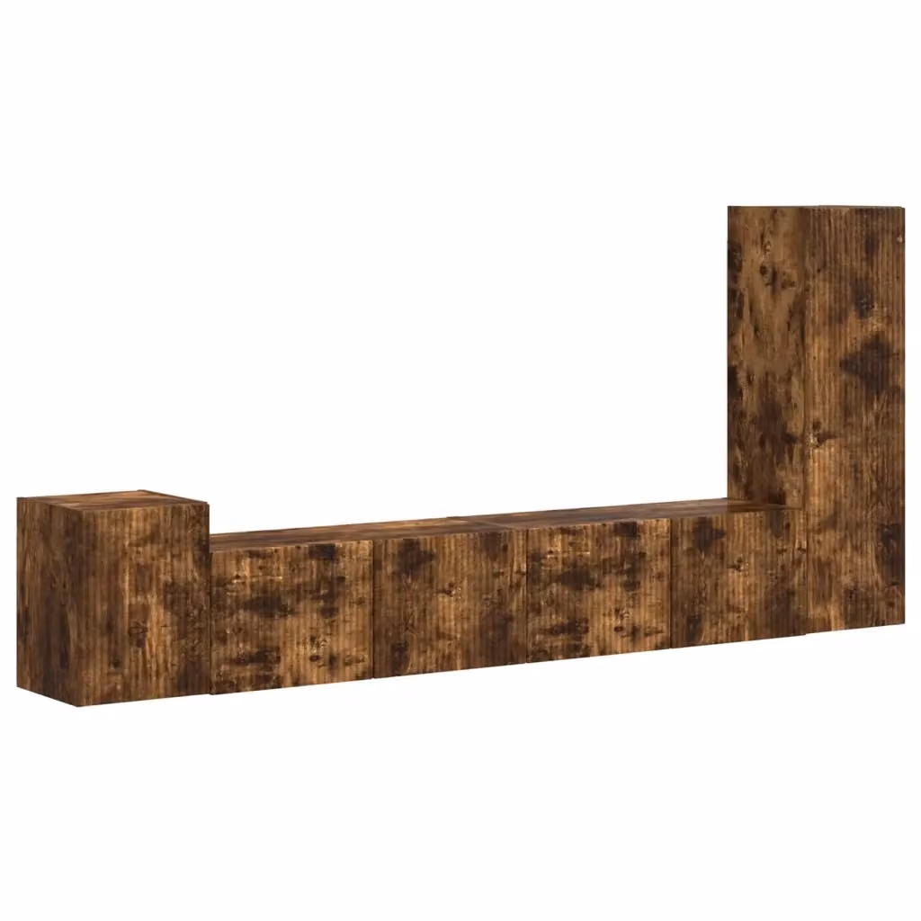Set mobile TV moderno vidaXL in 3 pezzi color rovere fumé in legno e MDF per soggiorno – 2
