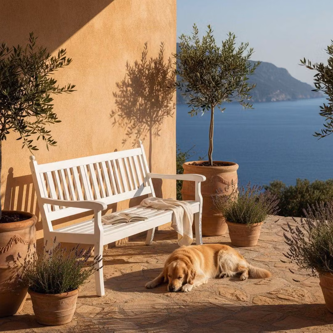 Panchina da giardino Aruba | 3 posti | Bianco | HxLxP 88x160x69cm | Plastica resistente agli agenti atmosferici e ai raggi UV | Panchina da parco Panchina da esterno Balcone da giardino Terrazza