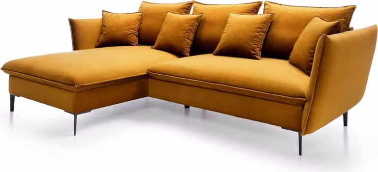 Divano angolare FURNLUX Giallo e Nero Lucido 258cm / Colore principale: Giallo / Dimensioni: 258 x 91 x 167 cm