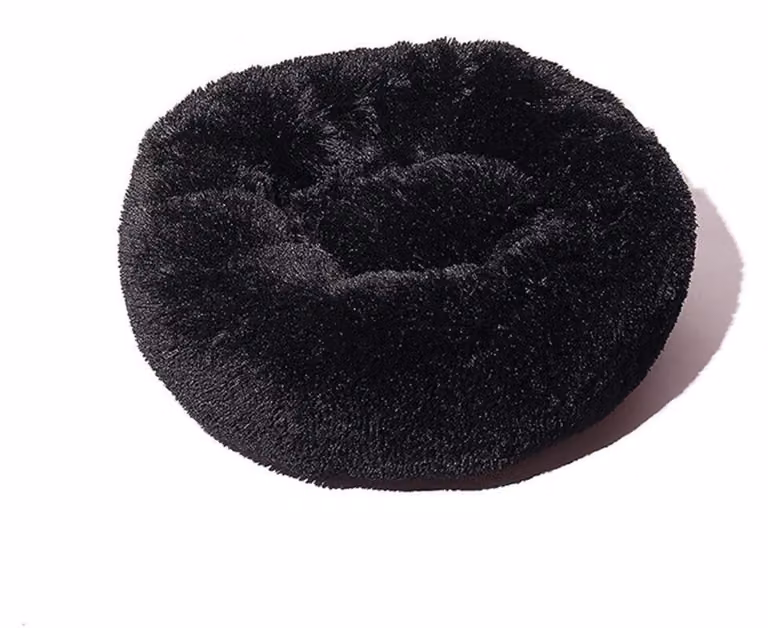 Cuccia per cani, cuccia per gatti, morbida, rotonda, in peluche, 60 cm, nera