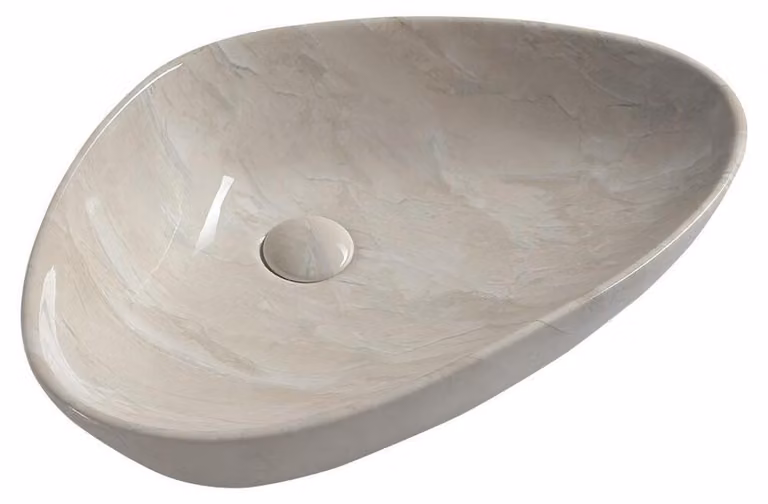 Sapho Dalma - Lavabo da appoggio, 585x390 mm, senza foro per miscelatore, senza sfioratore, marfil MM227