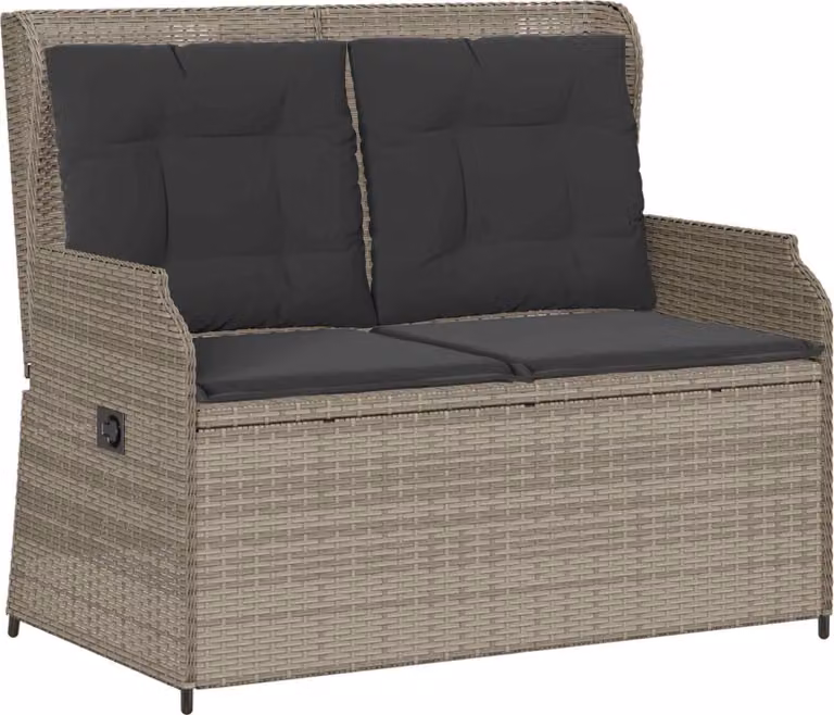 Panchina da giardino Grigio chiaro polyrattan