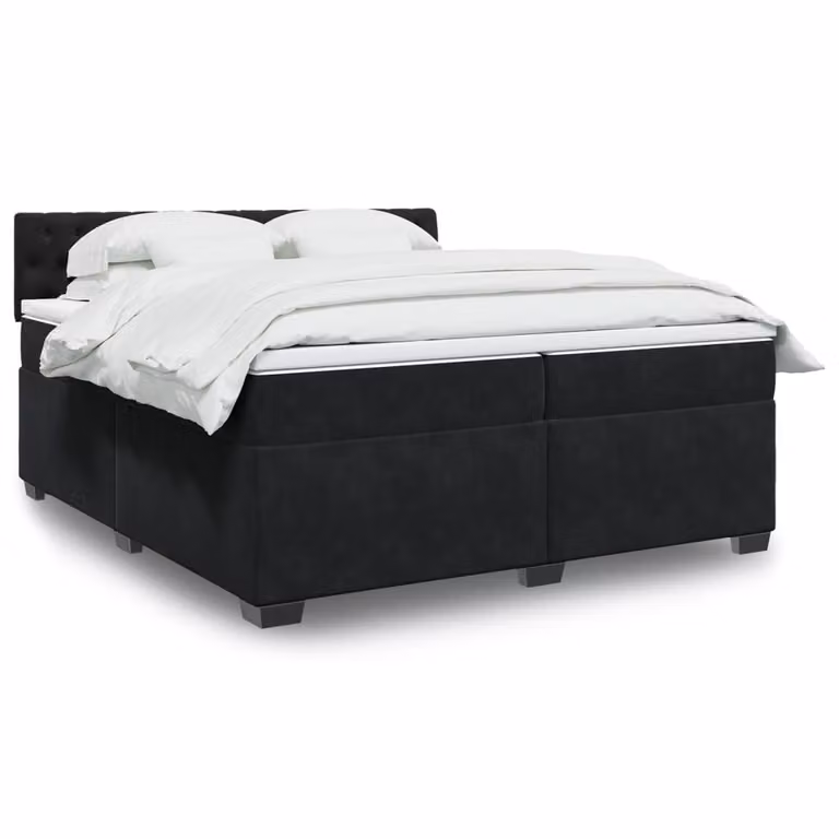 vidaXL Giroletto a Molle con Materasso Ibrido in Velluto Nero L/P: 200 x 200 cm
