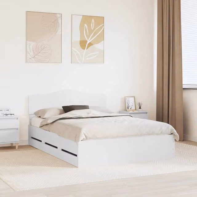 Struttura del letto-Giroletto-Rete del Letto Bianco 160 x 200 cm Legno Ingegnerizzato 867629
